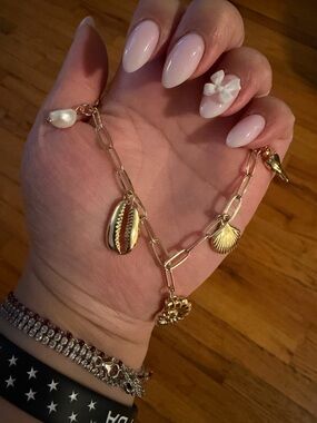 Seashell Charm Paperclip Chain Necklace